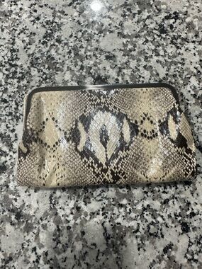 Jessica Simpson Snake-Print Kiss-Lock Clutch - Beige & Brown